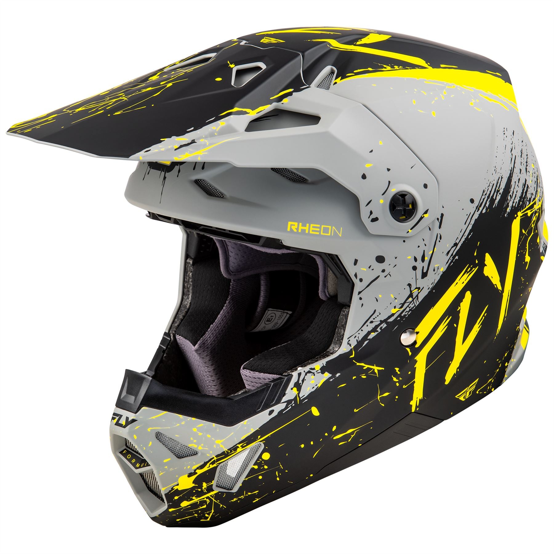 Fly Racing 2025 Formula CP Manic Motocross Helmet Matte Grey Black Yellow